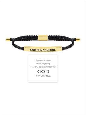 God is in Control Tube Bracelet Adjustable Stainless Steel Christian Faith